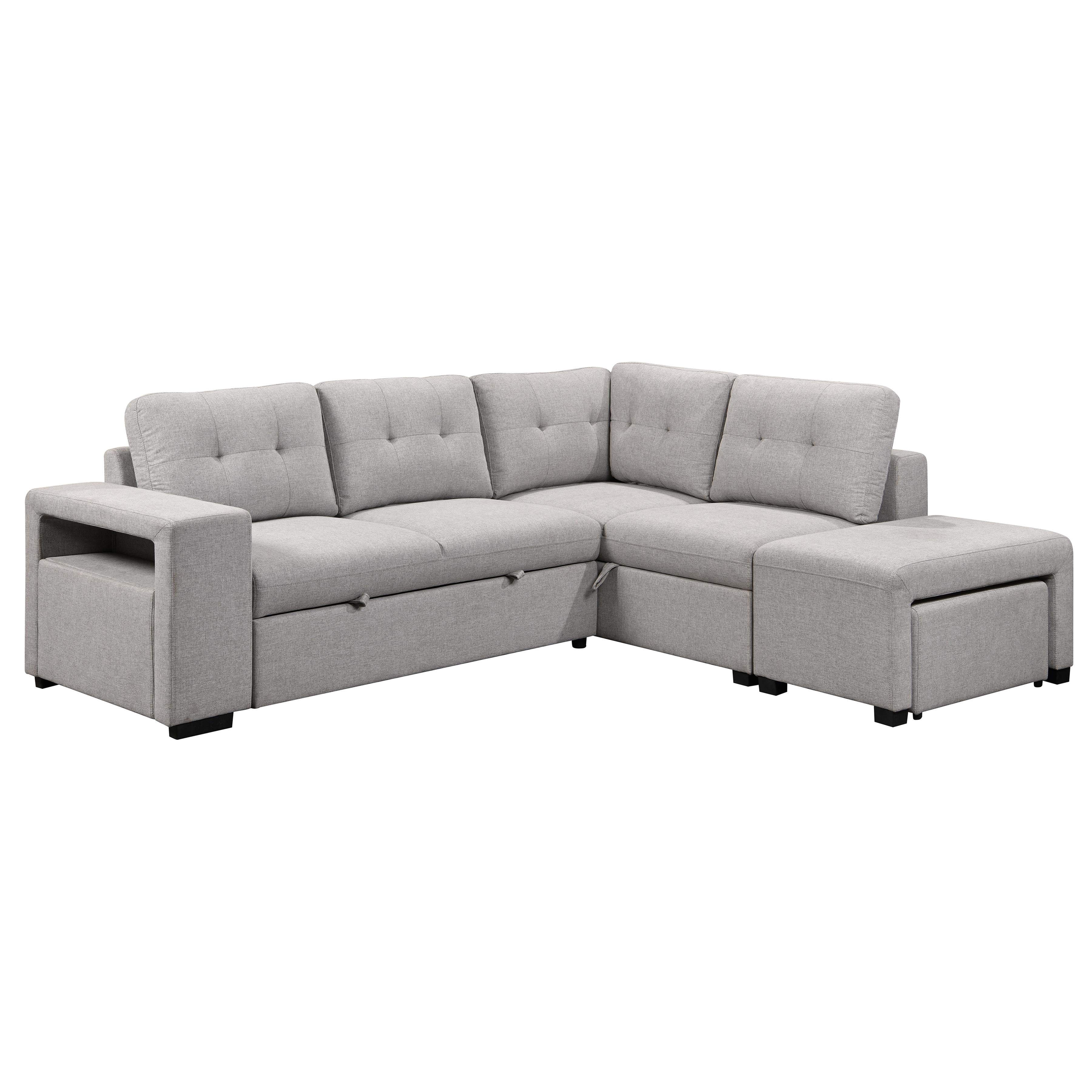 Primo International Marcella 2 Fabric Sleeper Sectional Marcella 2 3pc Sleeper Sectional - Nela Light Grey IMAGE 1