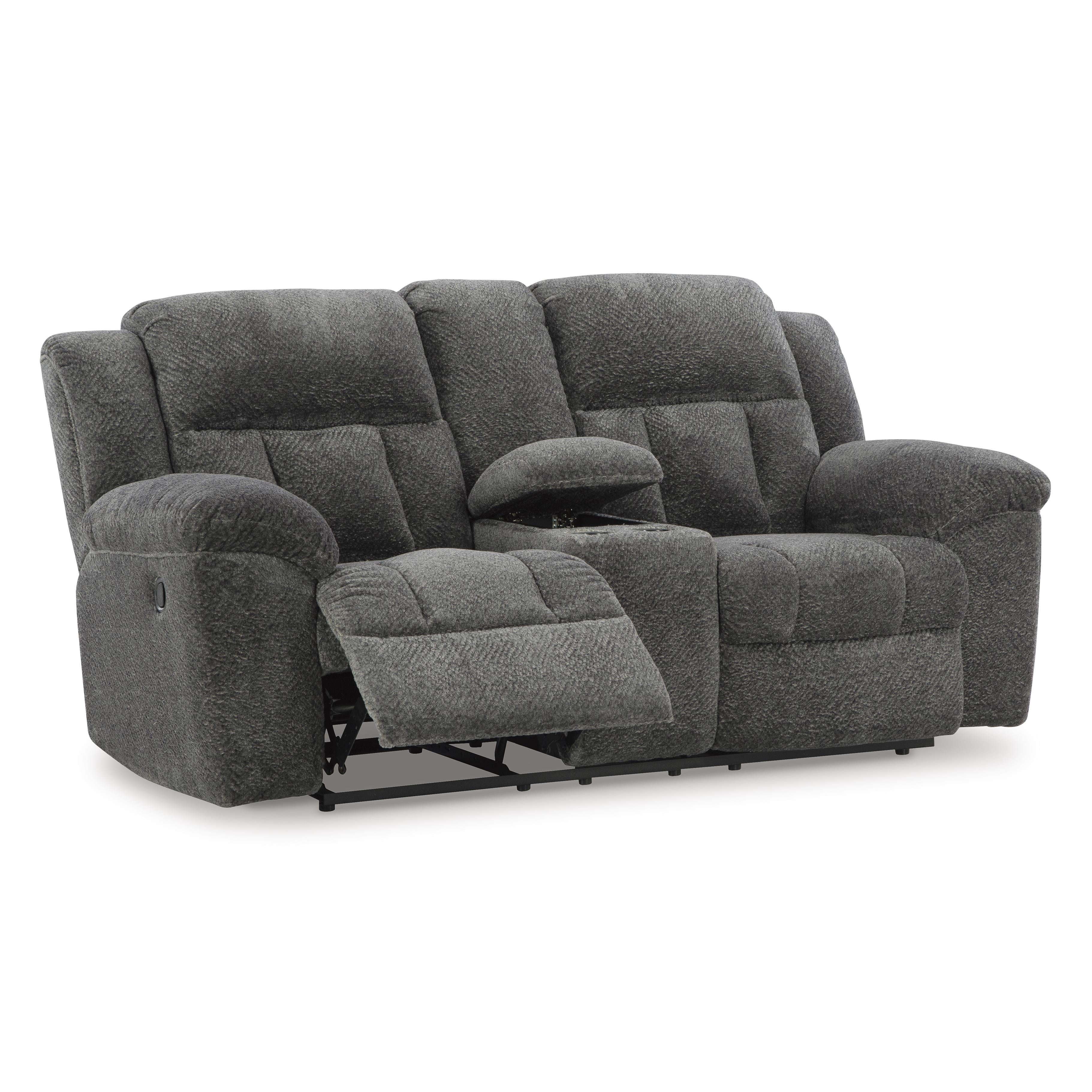 Signature Design by Ashley Frohn Reclining Fabric Loveseat with Console 3740694C IMAGE 2