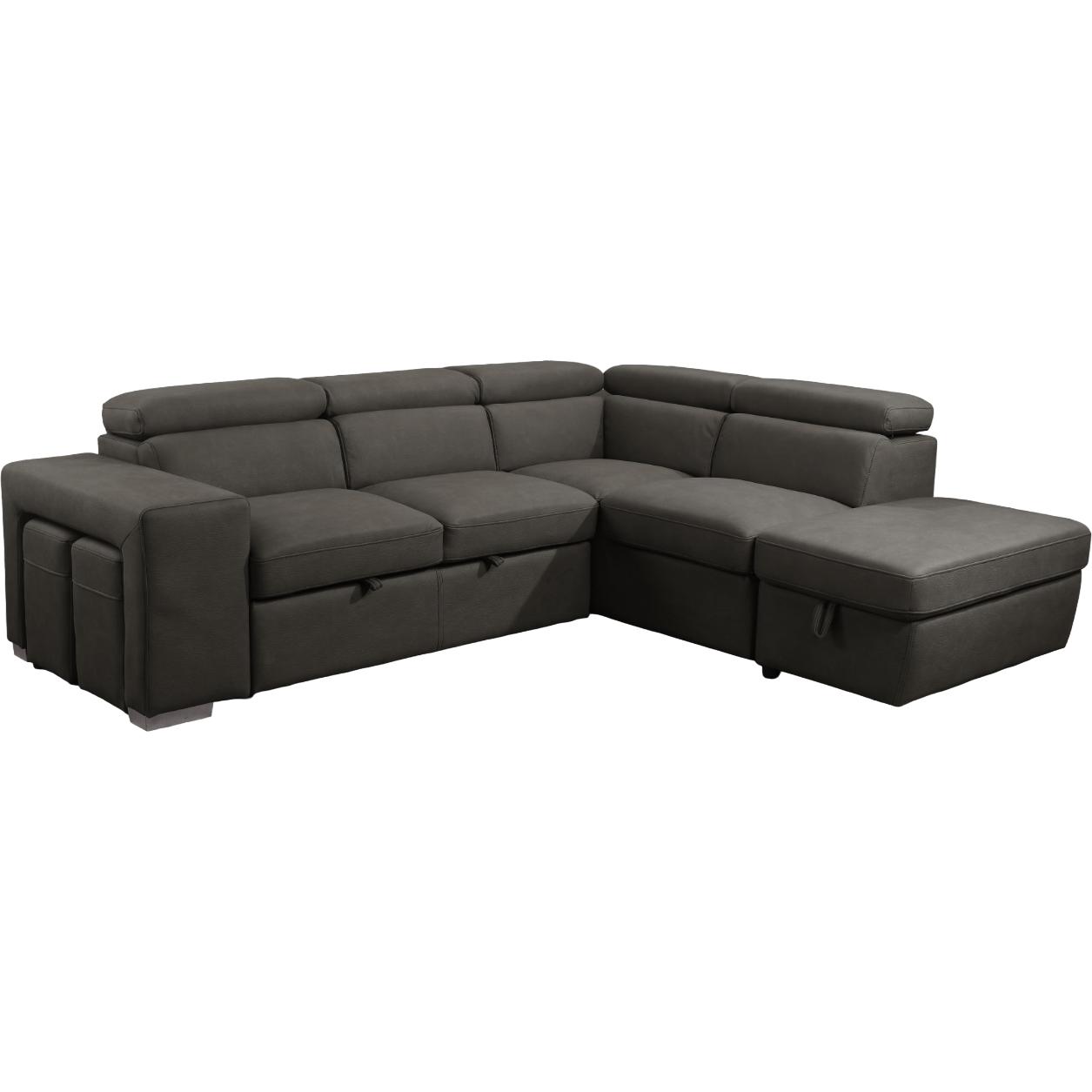 Primo International Pamina Fabric Sleeper Sectional Pamina 2 pcs Sleeper Sectional - Noble Charcoal IMAGE 1