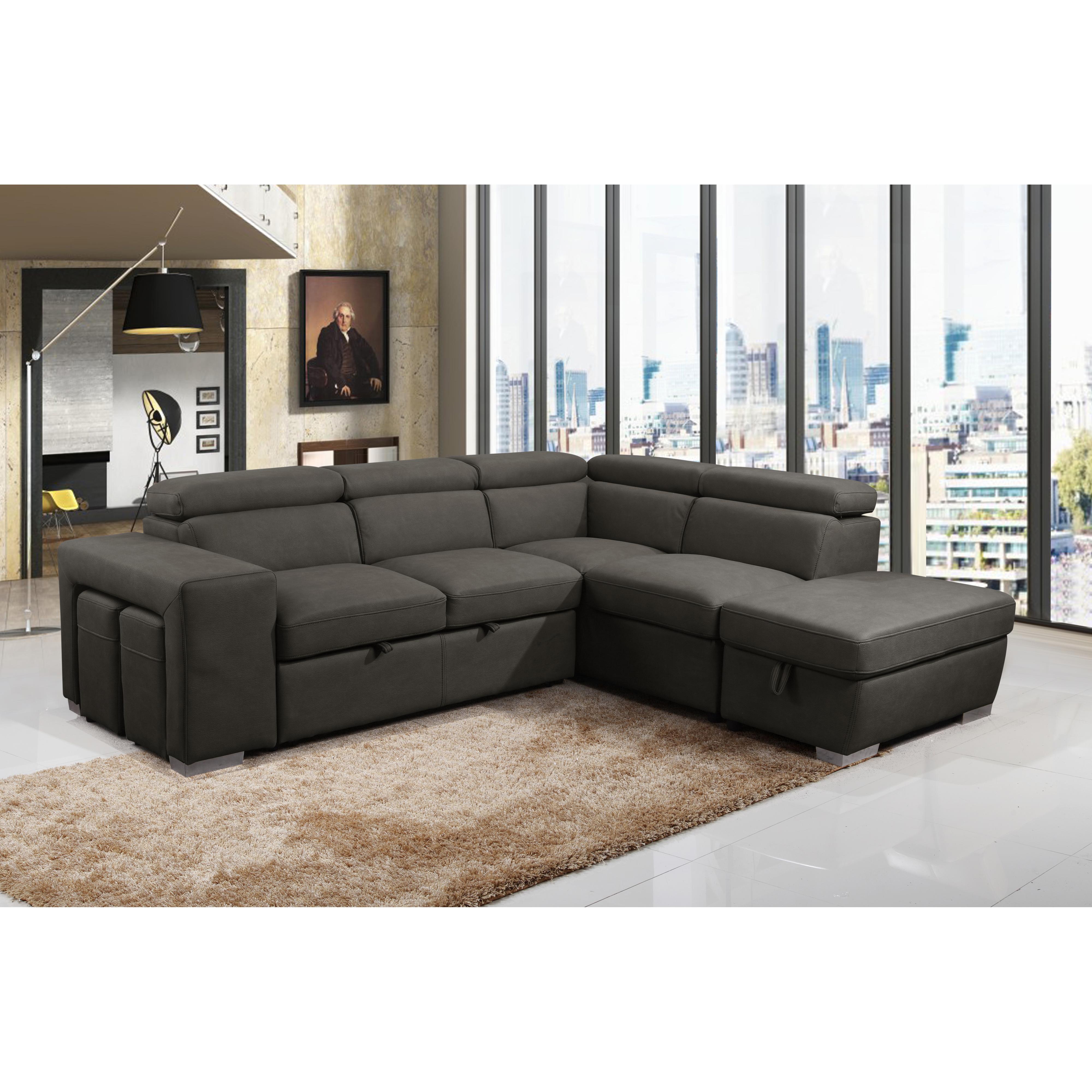 Primo International Pamina Fabric Sleeper Sectional Pamina 2 pcs Sleeper Sectional - Noble Charcoal IMAGE 2