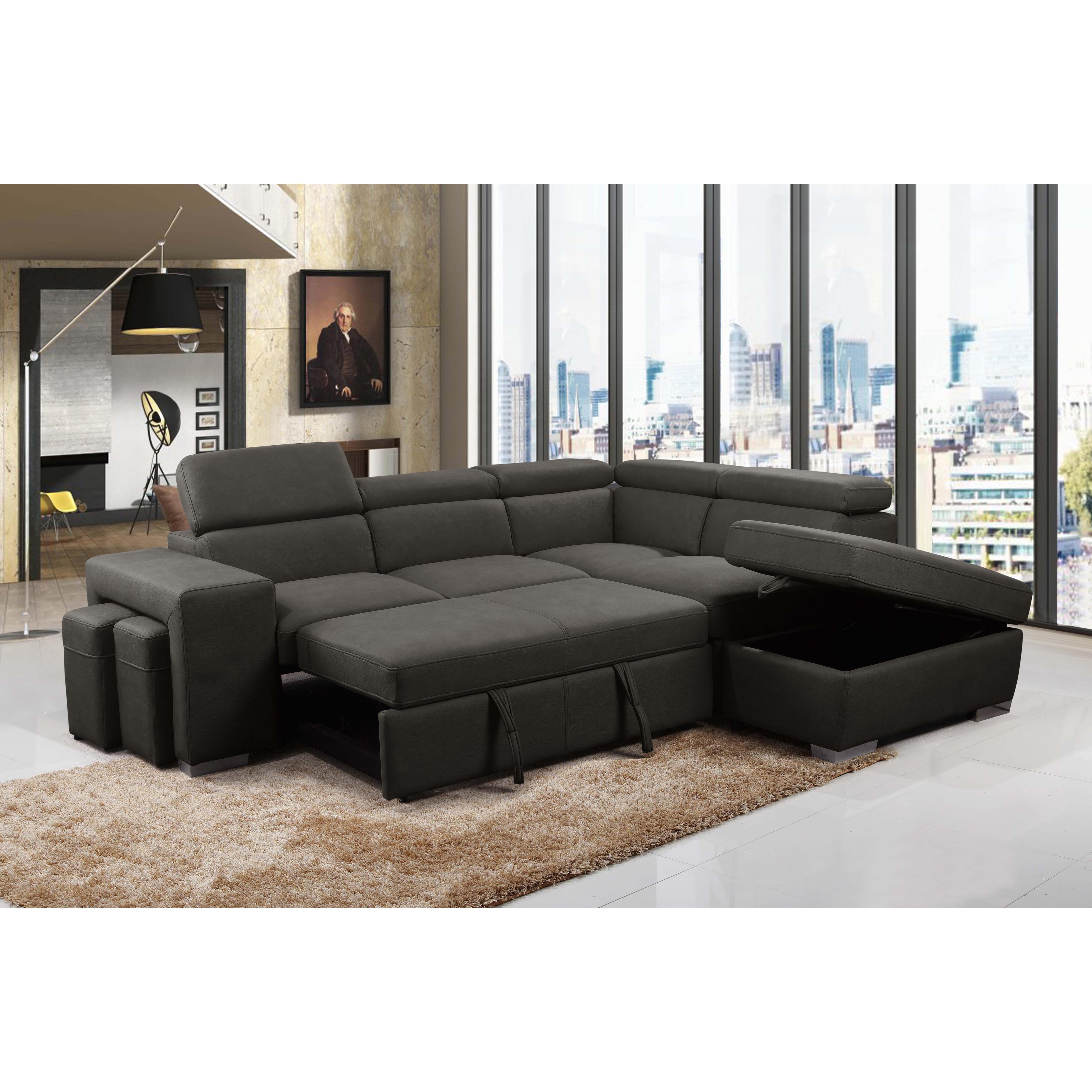 Primo International Pamina Fabric Sleeper Sectional Pamina 2 pcs Sleeper Sectional - Noble Charcoal IMAGE 3