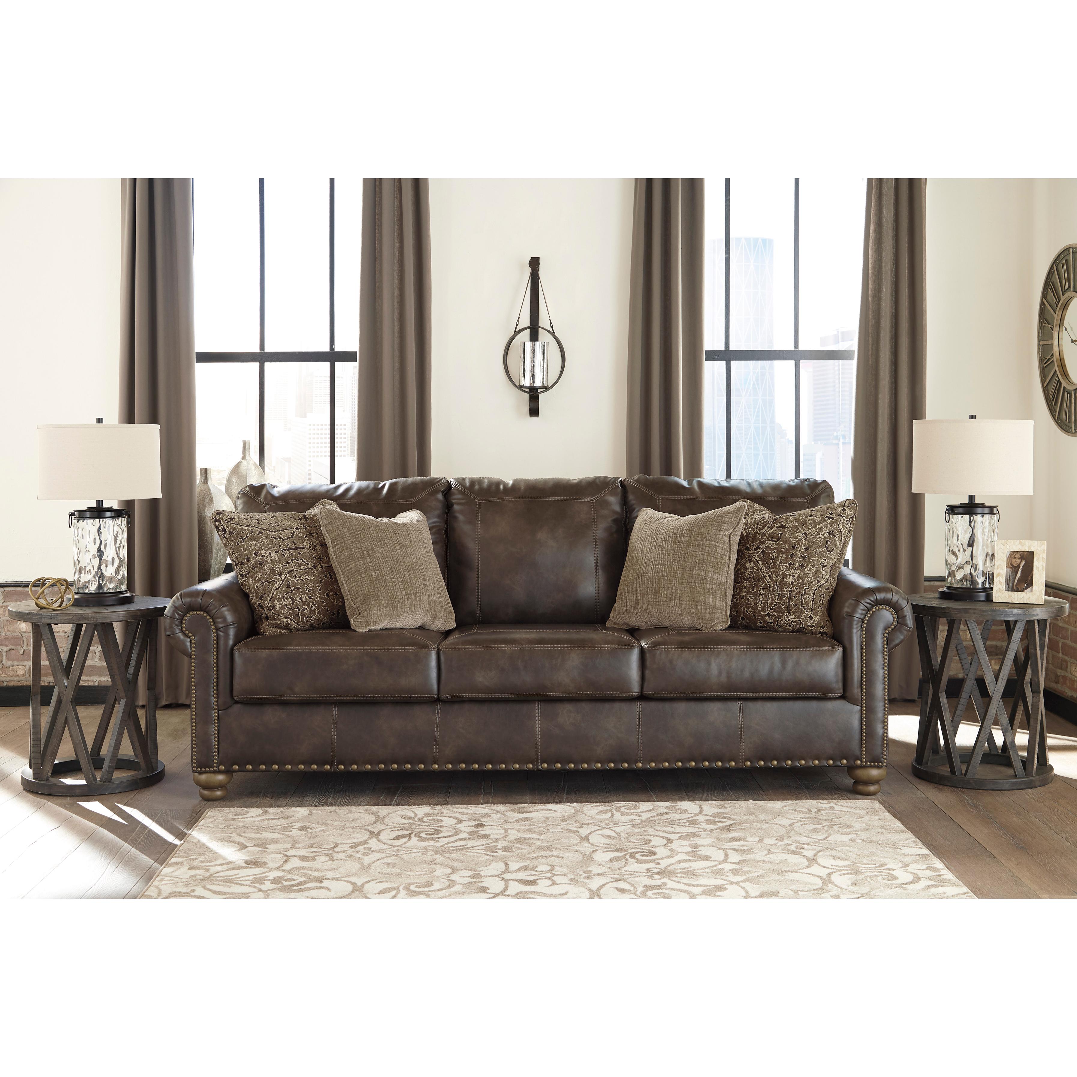 Signature Design by Ashley Nicorvo Stationary Leather Look Sofa 8050538 IMAGE 2