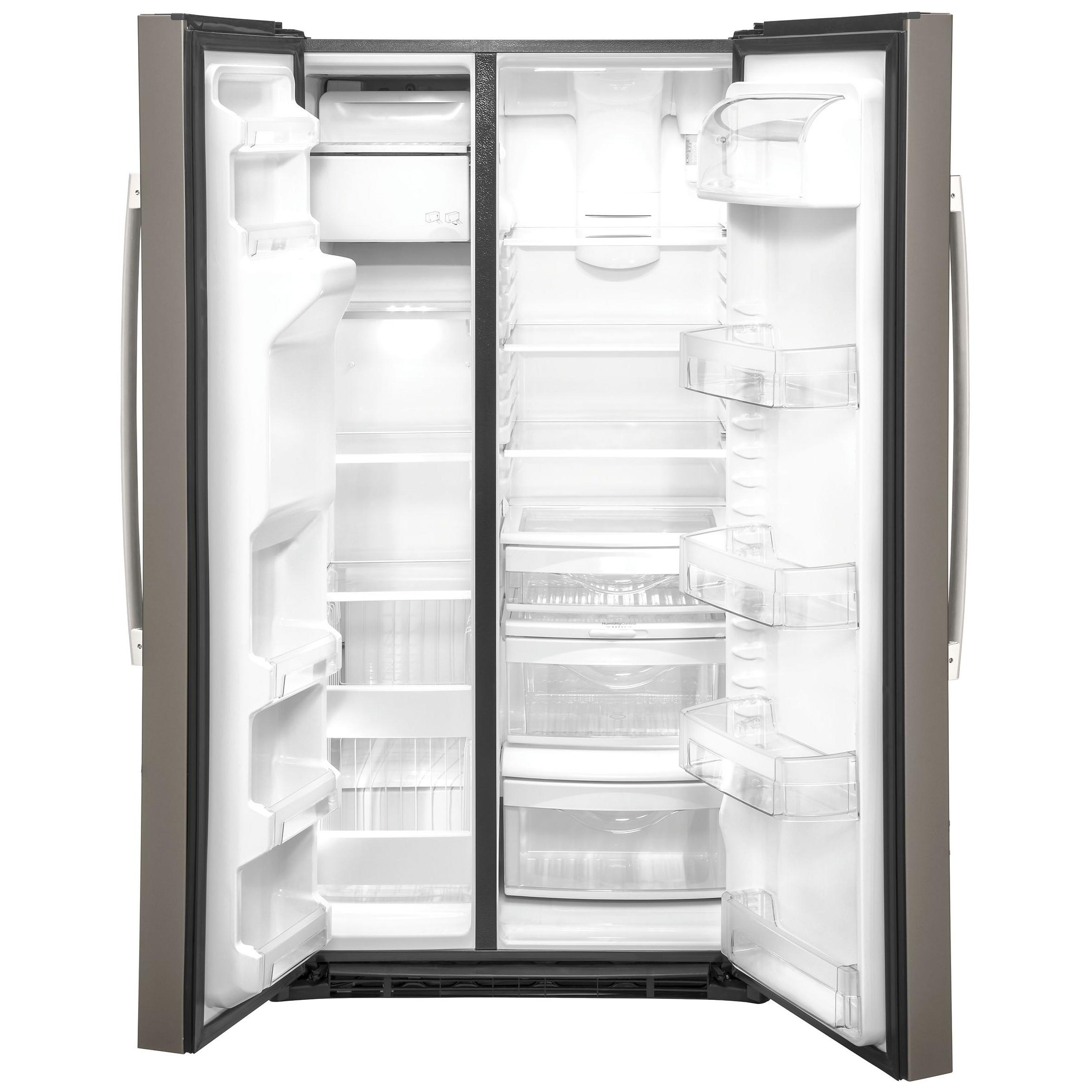 GE 36-inch, 25.1 cu.ft. Freestanding Side-by-Side Refrigerator with Water and Ice Dispensing System GSS25IMNES IMAGE 3