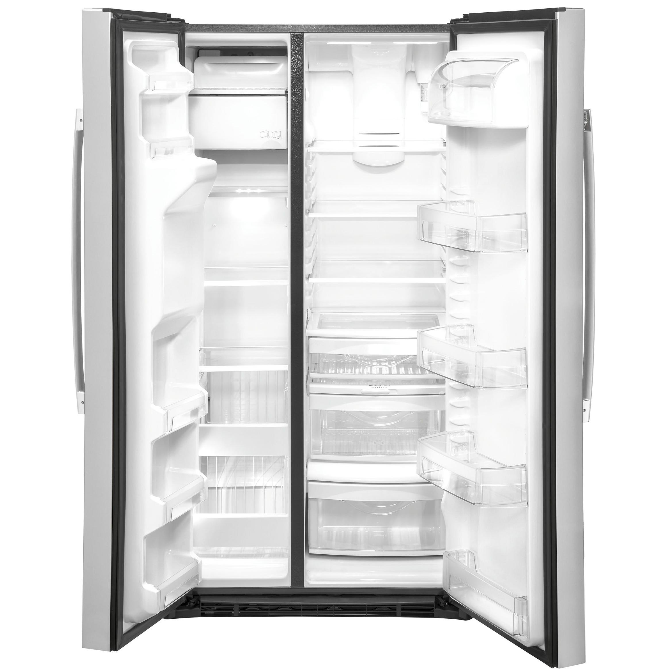 GE 36-inch, 25.1 cu.ft. Freestanding Side-by-Side Refrigerator with Water and Ice Dispensing System GSS25IYNFS IMAGE 3