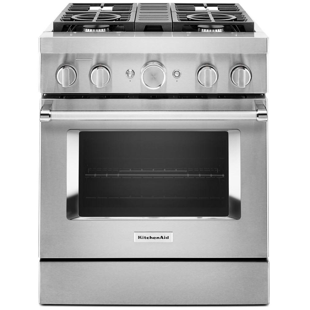 KitchenAid 30-inch Freestanding Dual Fuel Range with Even-Heat™ True Convection KFDC500JSS IMAGE 1