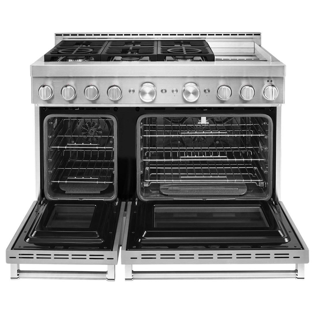 KitchenAid 48-inch Freestanding Gas Range with Even-Heat™ True Convection KFGC558JSS IMAGE 2