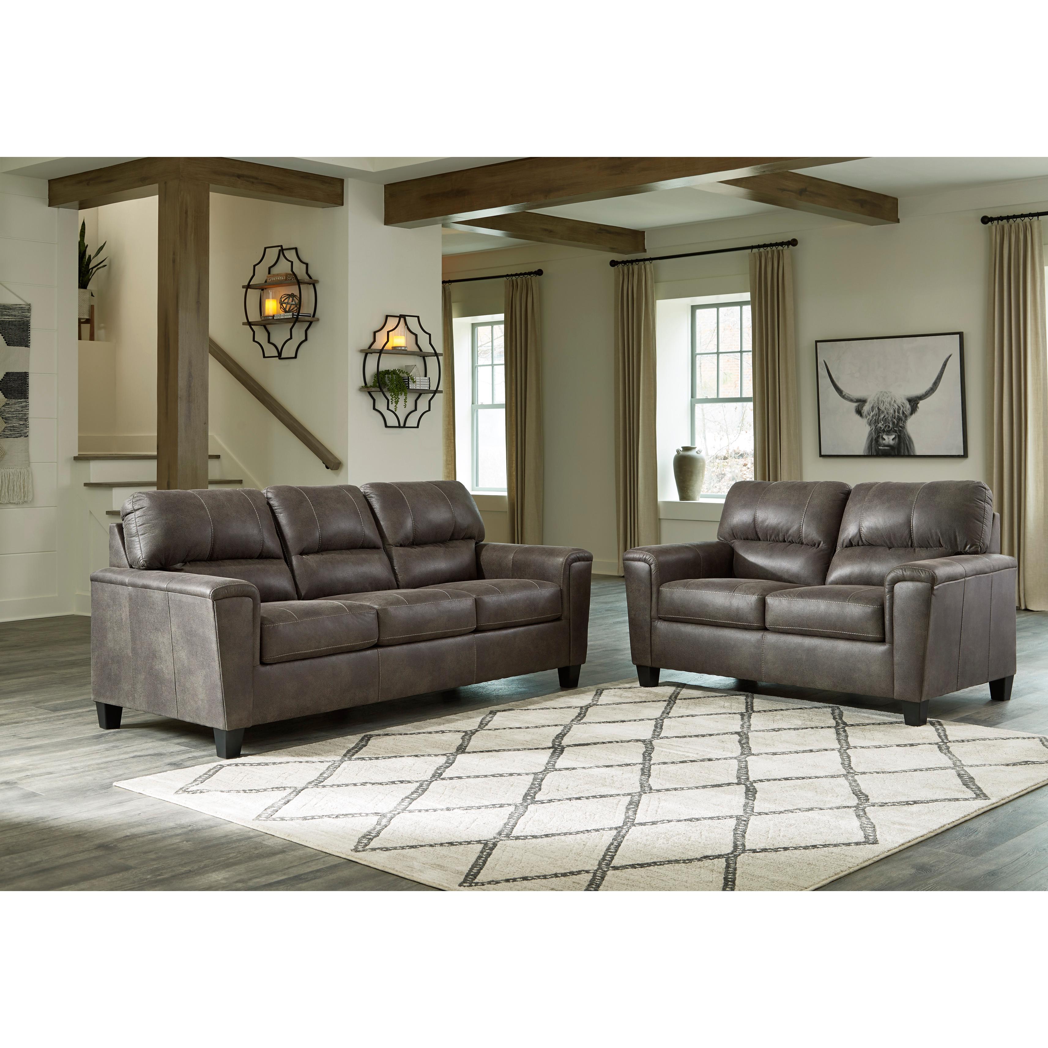 Signature Design by Ashley Navi Stationary Leather Look Loveseat 9400235 IMAGE 6