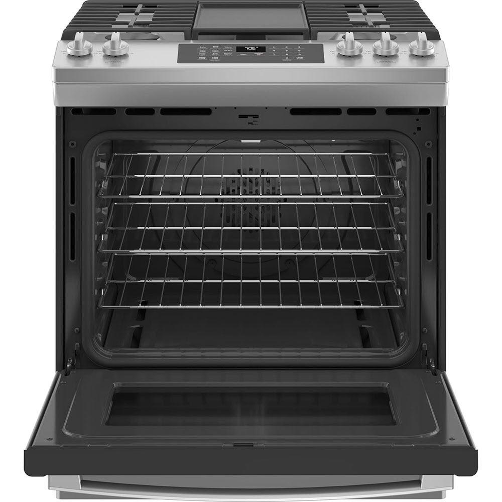 GE 30-inch Slide-in Gas Range with Convection Technology JCGS760SPSS IMAGE 2