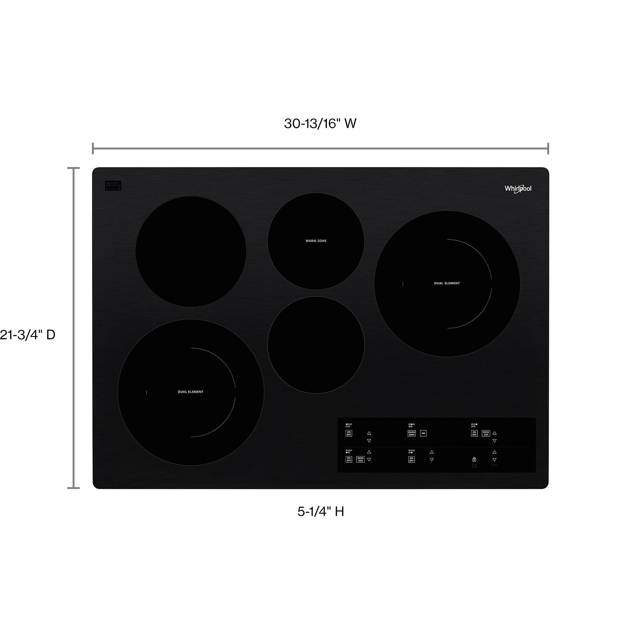 Whirlpool 30-inch, Built-in Electric Cooktop with FlexHeat™ Element WCE97US0KB IMAGE 6