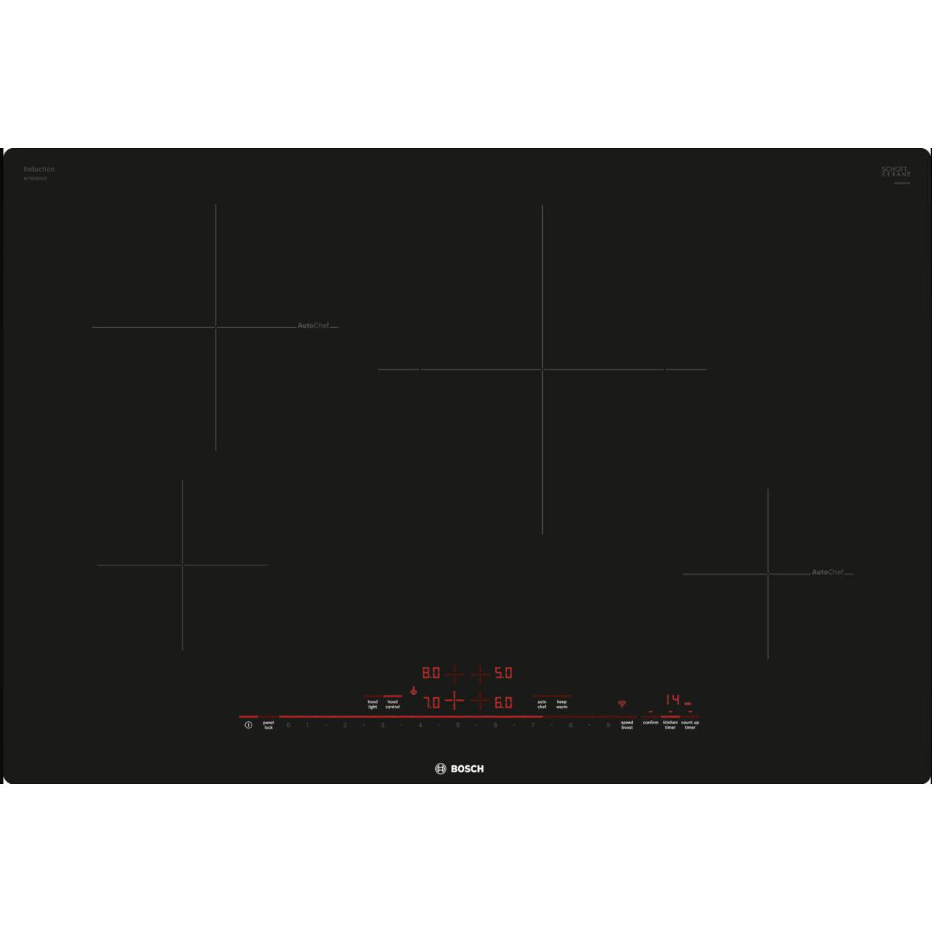 Bosch 30-inch Built-in Induction Cooktop with AutoChef® NIT8060UC IMAGE 1