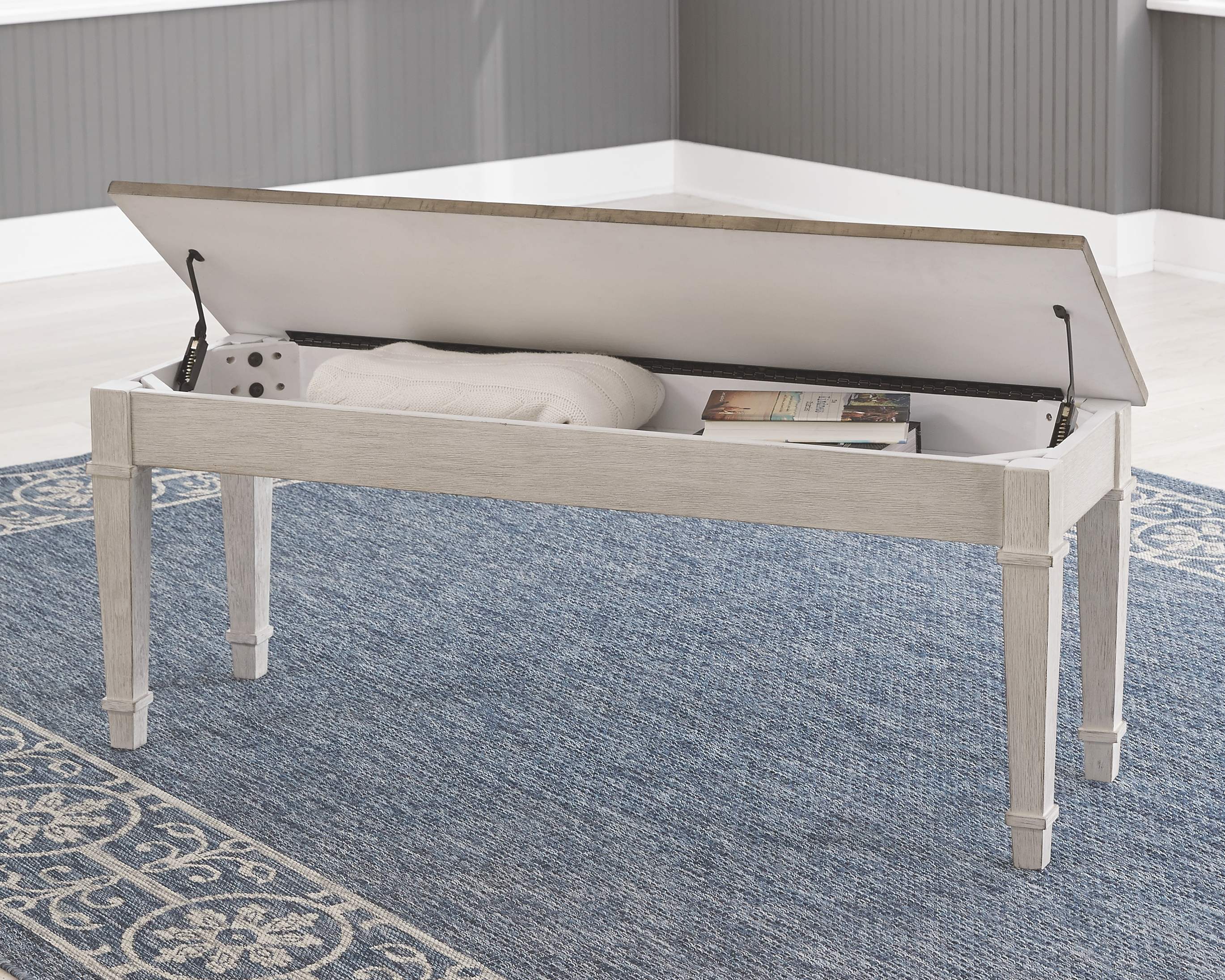 Skempton - White/Light Brown - Storage Bench